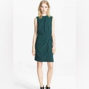 L’Agence Dark Green Draped Sleeveless Mini Dress Size 4